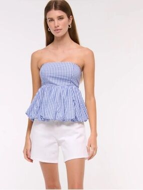 Abercrombie & Fitch Women’s Strapless Bubble Hem Top / Size: Large / Coquette